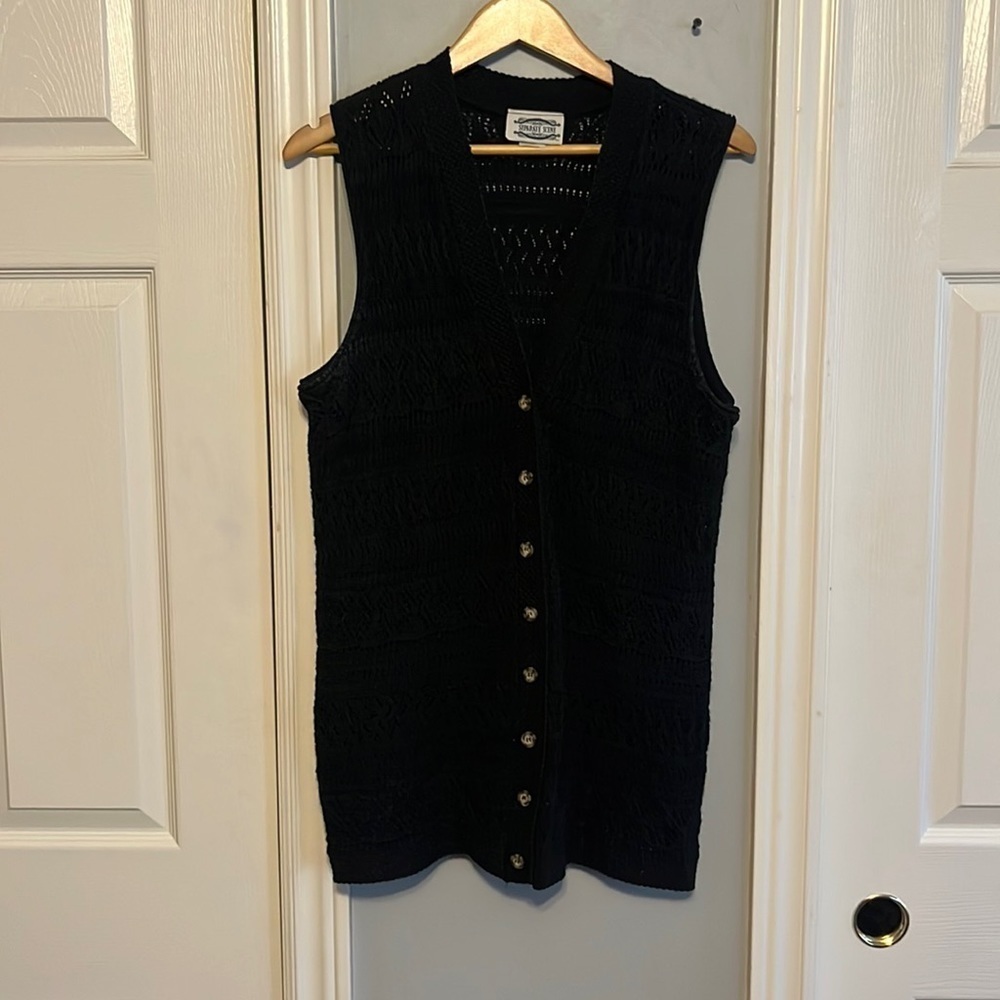 BLACK button up sleeveless cardigan - Picture 3 of 11